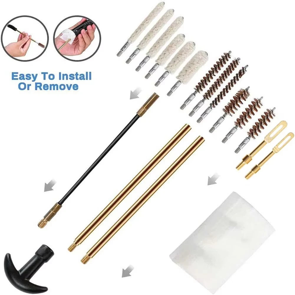 19Pcs Gun Cleaning Kit with 60ml Gun Oil Lubricant for .22 .38 9mm .40 .45 Caliber Handgun Rifle Pistol Maintenance Set