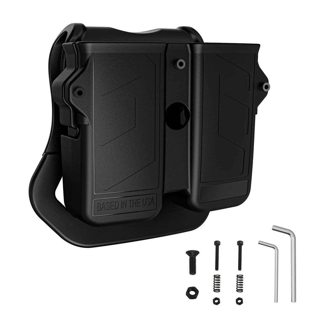 حامل أدوات عالمي لحافظة مزدوجة حامل مخازن مسدس عيار 9 ملم 10 ملم 0.40S&W 0.357 0.45ACP جراب مخزن فردي مزدوج الصف