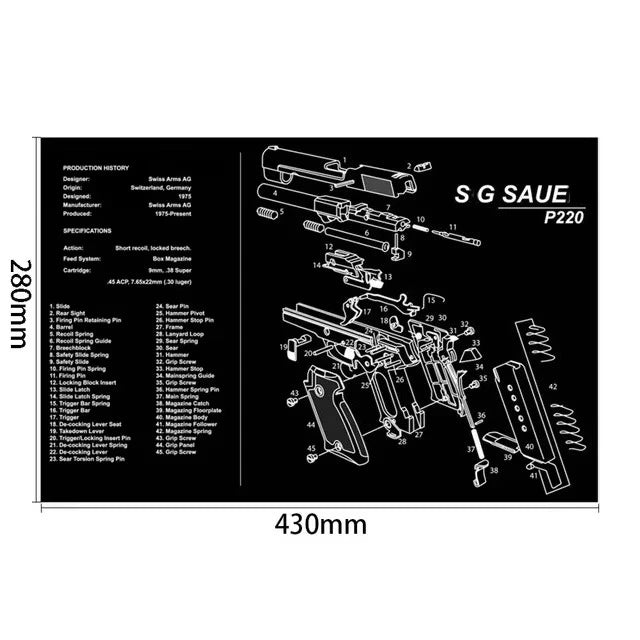 Gun Cleaning Rubber Mat Mouse Pad AR15 AK47 Remington 870 GLK GEN4 GEN 5 CZ-75 Punisher P220 P226 P229 Beret 92 1911 3D