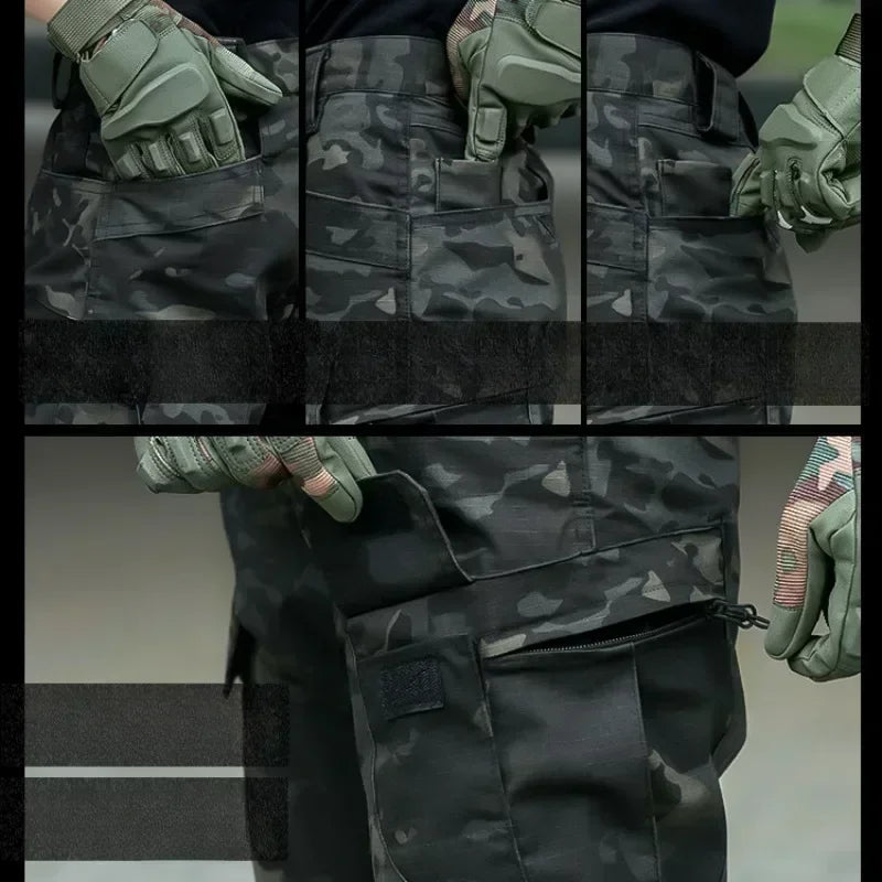 Tactical Sets Men Clothing Multi-Pocket Combat Shirts +Cargo Pant Suits Camo Wear-resisting Windproof Hunting Trainning Set